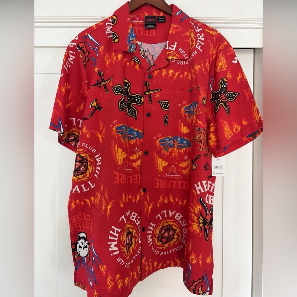 Stranger things Hellfire Men's Casual Shirt size XL
